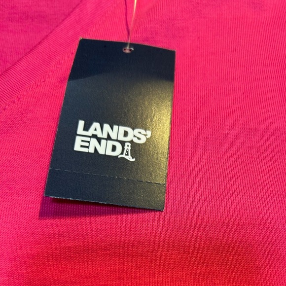 NEW Lands End Womens Long Sleeve V Neck T Shirt Pink Petite M MP NWT 100% cotton - Picture 5 of 11